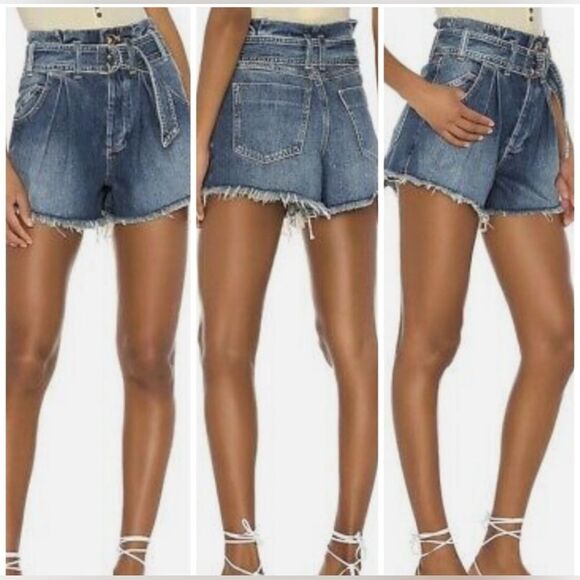 We The Free See You Sometime Livin Blue baggy Frayed Denim Jean Shorts M - Picture 2 of 9